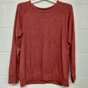BUFFALO DAVID BITTON Sweater Womens LARGE Heathered Red Long Sleeve Crew